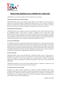 Résolution Générale du 1er Congrès de l'UNSA ICNA