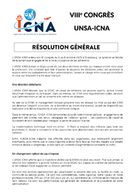Résolution Générale du 8e Congrès de l'UNSA-ICNA