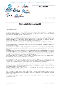 Déclaration liminaire CSA DSNA du 17 mars 2026