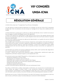 Résolution Générale du 7e Congrès de l'UNSA-ICNA