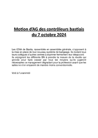 Motion d’AG des contrôleurs bastiais