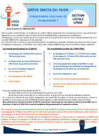GRÈVE SNCTA DU 18/09: irresponsable, vous avez dit irresponsable ?