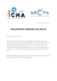 Déclaration Liminaire CSA SNA-SE 22 février 2024