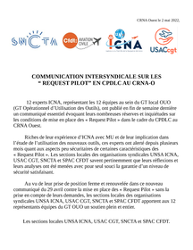 COMMUNICATION INTERSYNDICALE : REQUEST PILOT EN CPDLC AU CRNA-O