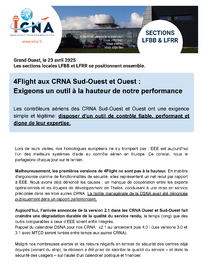 4Flight aux CRNA Sud-Ouest et Ouest : Exigeons un outil à la hauteur de notre performance