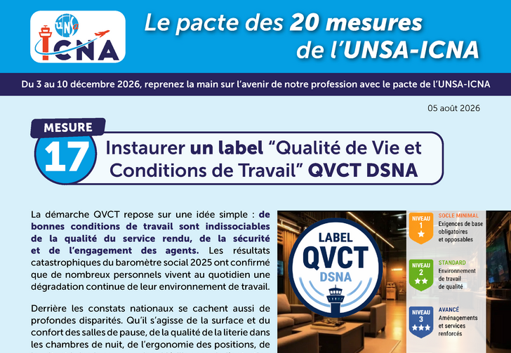 Mesure 17 : Instaurer un label QVCT DSNA