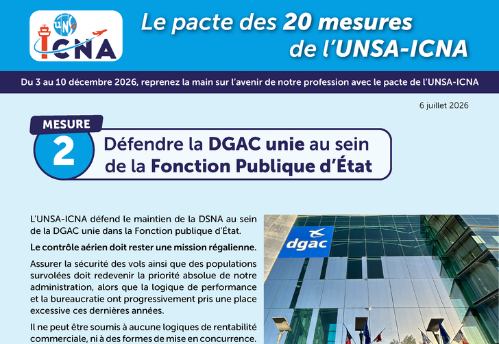 Mesure 2 : Défendre la DGAC unie au sein de la Fonction Publique d’État