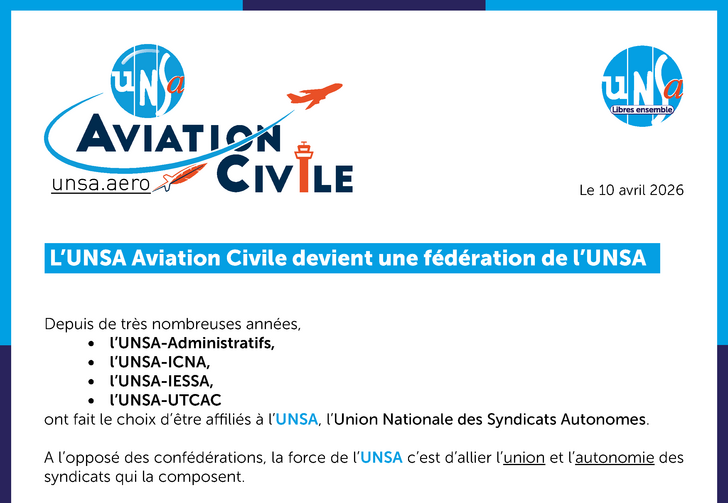 L’UNSA Aviation Civile devient une fédération de l’UNSA