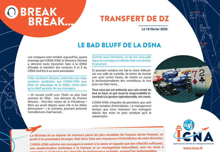 Transfert de DZ : le bad bluff de la DSNA