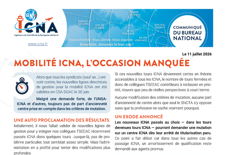 Mobilité ICNA, l’occasion manquée