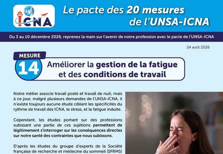 Mesure 14 : Améliorer la gestion de la fatigue et des conditions de travail