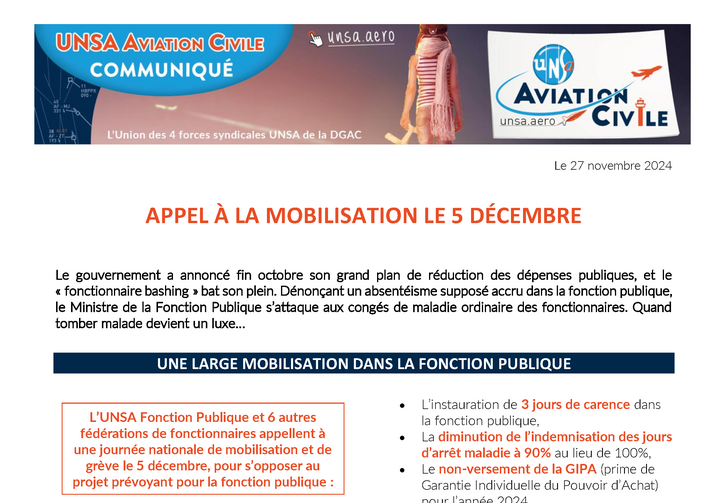 Appel à la mobilisation le 5 décembre