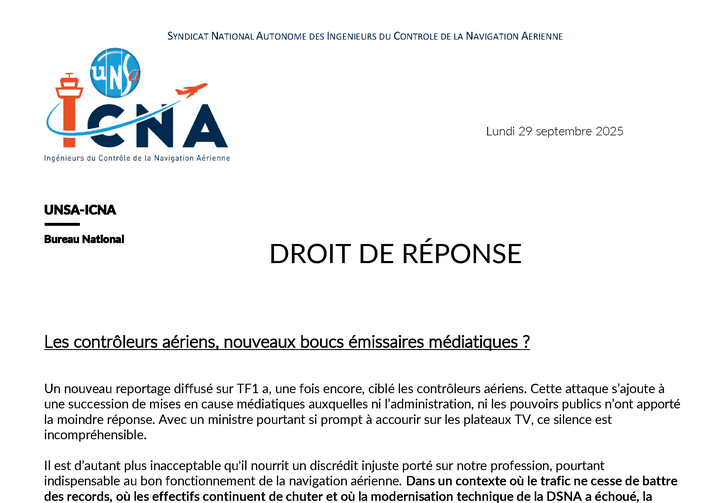 Droit de réponse - Les contrôleurs aériens, nouveaux boucs émissaires médiatiques ?