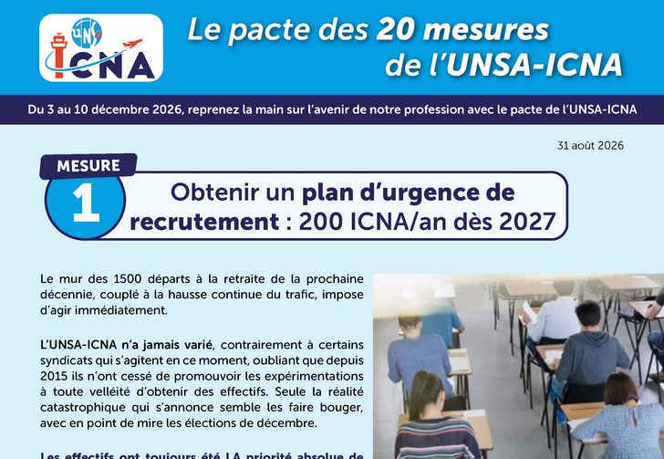 Mesure 1 : Obtenir un plan d’urgence de recrutement, 200 ICNA/an dès 2027