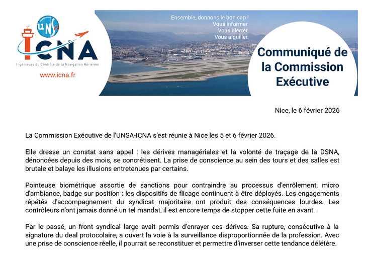 Communiqué de la Commission Exécutive