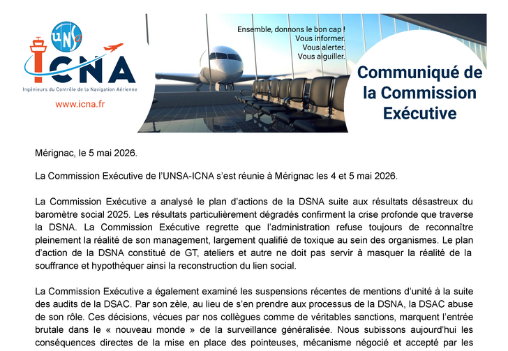 Communiqué de la Commission Exécutive