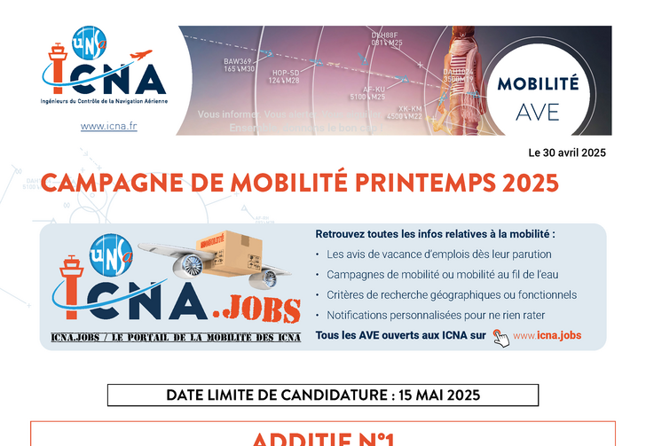Campagne de mobilité Printemps 2025 - Additif n°1