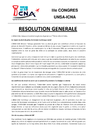 Résolution Générale du 3e Congrès de l'UNSA-ICNA