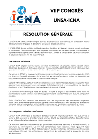 Résolution Générale du 8e Congrès de l'UNSA-ICNA