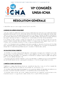 Résolution Générale du 6e Congrès de l'UNSA-ICNA