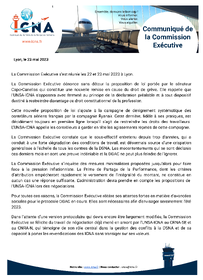 Communiqué de la Commission Exécutive