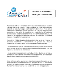 DECLARATION LIMINAIRE CT SNA/SO 14 février 2019