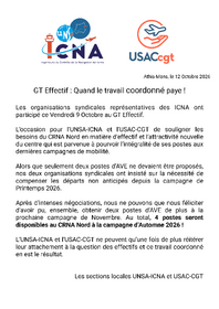 Communiqué intersyndical : GT Effectif : Quand le travail coordonné paye !