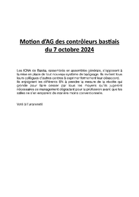 Motion d’AG des contrôleurs bastiais