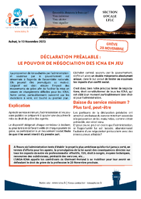 Déclaration préalable :  Le pouvoir de négociation des ICNA en jeu