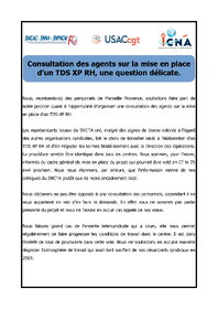  Consultation des agents sur la mise en place d'un TDS XP RH, une question délicate.