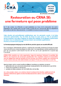 Restauration au CRNA SE : une fermeture qui pose problème