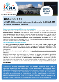 L'UNSA-ICNA soutient la démarche de l'USAC-CGT