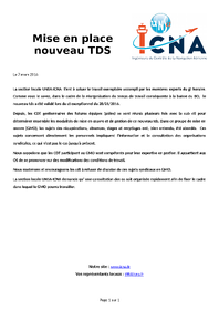 Mise en place nouveau TDS